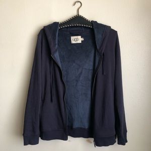UGG Fleece Lined Sweatshirt Hoodie Navy Blue Small